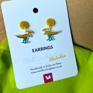 Parasaurolophus dinosaur earrings