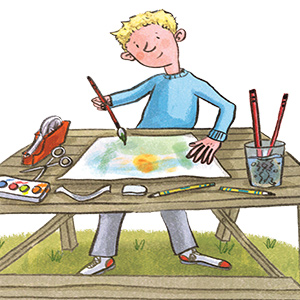 boy painting illustration